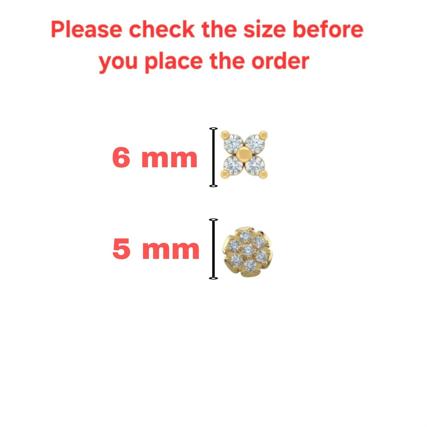 Elegant gold plated crystal clover nosepin stud worn on nostril