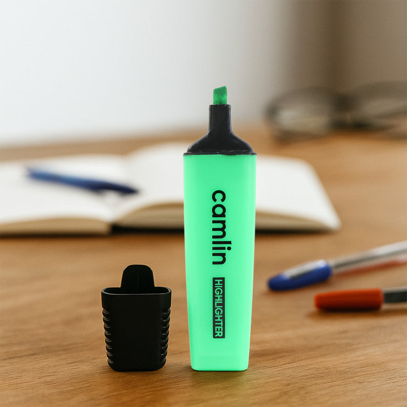 Camlin Highlighter Green – Smooth & Bright Fluorescent Highlighter Pen (Pack of 10)