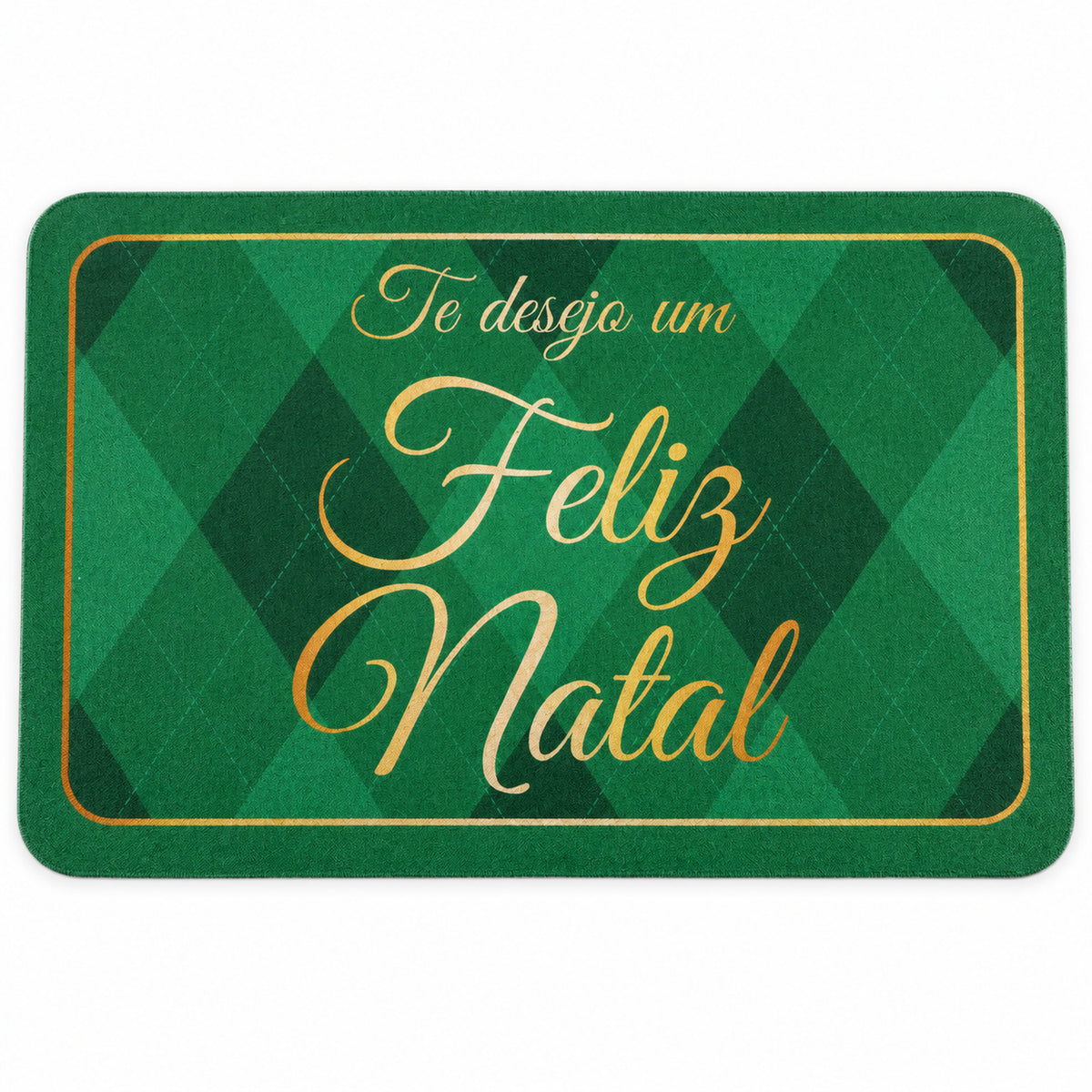 Christmas Greeting Bath Mat, Green Argyle Absorbent Door Rug (1 Pc, 60x40 Cm)
