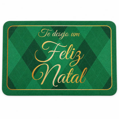 Christmas Greeting Bath Mat, Green Argyle Absorbent Door Rug (1 Pc, 60x40 Cm)