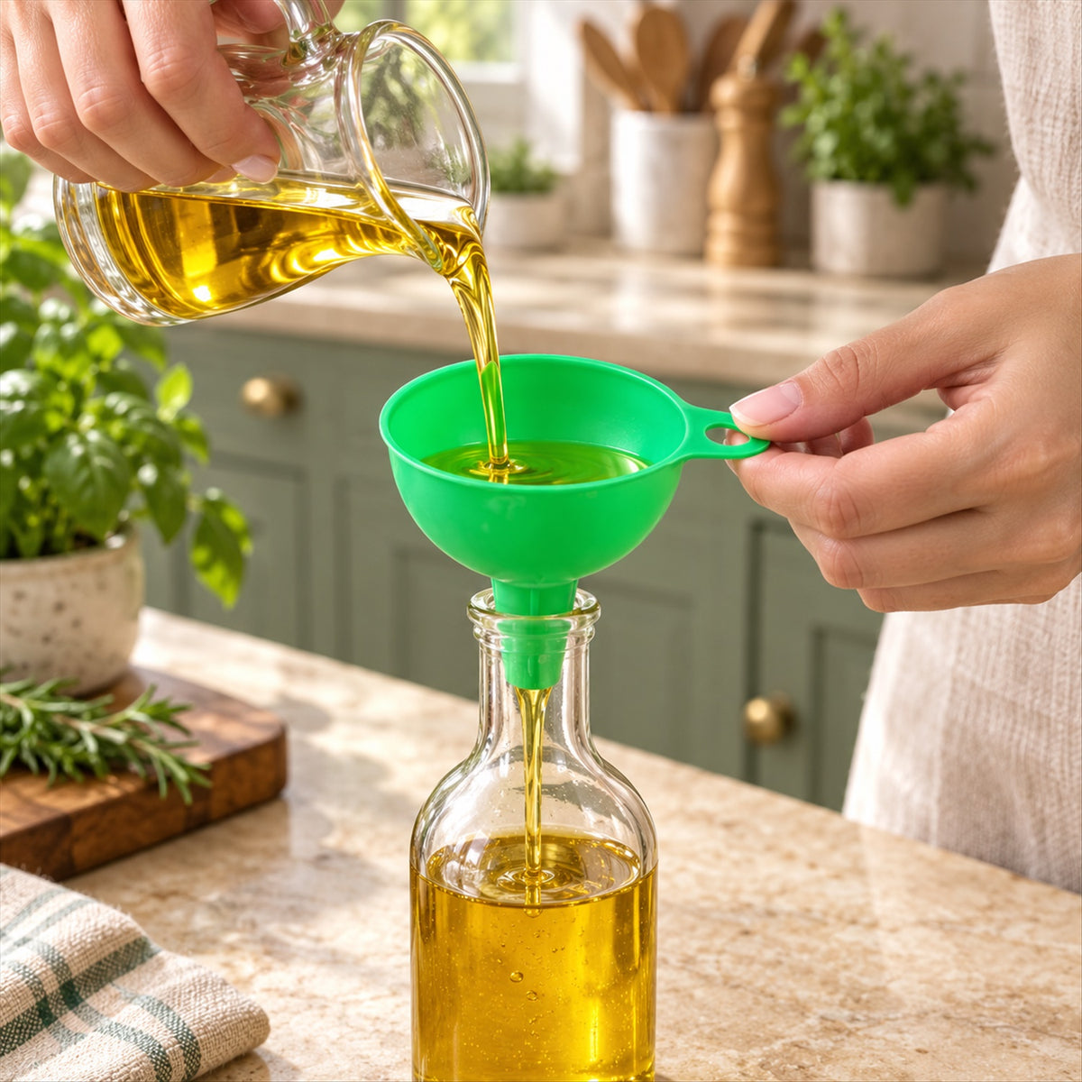 Silicone funnel oil water.