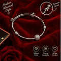 Silver-Tone Minimalist Adjustable Bracelet with Sparkling Round Charm for Women