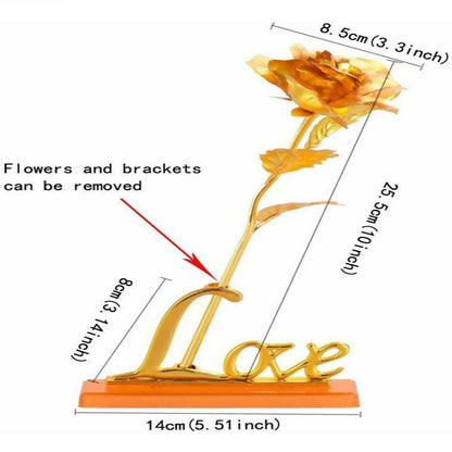 Premium LOVE Golden Rose Showpiece with Stand | 24K Gold Foil Artificial Rose with Love Base for Romantic Gifts | Ideal for Anniversary, Birthday, Valentine’s Day, Proposal & Home Decor | Elegant Golden Decorative Rose