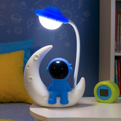 Astronaut Moon LED Night Lamp with Adjustable Stand, Soft Warm Light for Kids, Bedroom, Study Table, Baby Room, Home Decor & Gifting