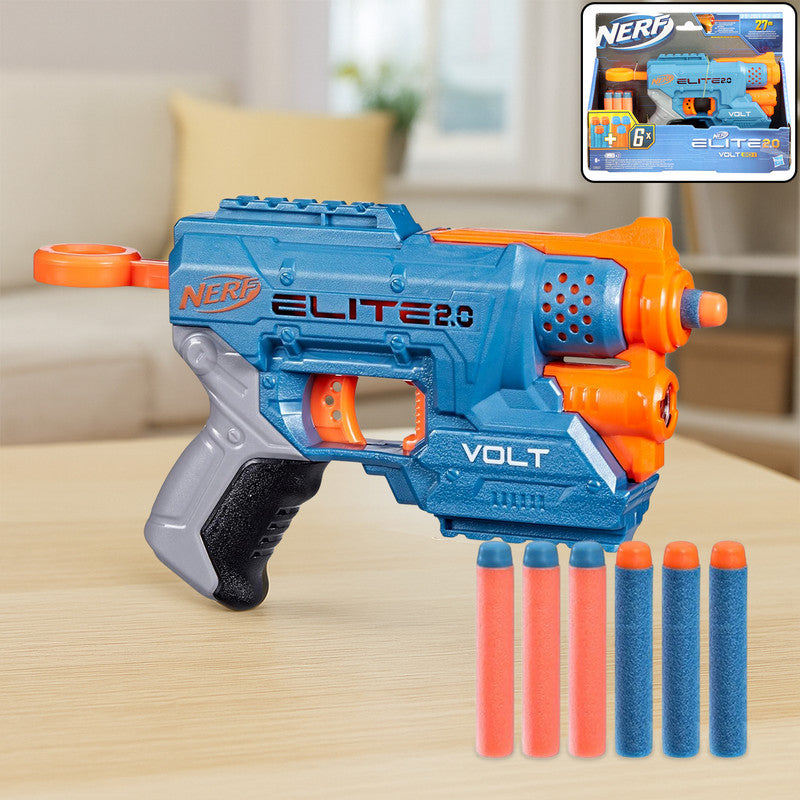 Nerf Elite 2.0 Volt Blaster Compact Foam Dart Gun with Light Beam & 6 Darts