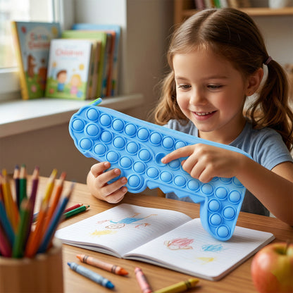 Multiple views of fun fidget pencil case