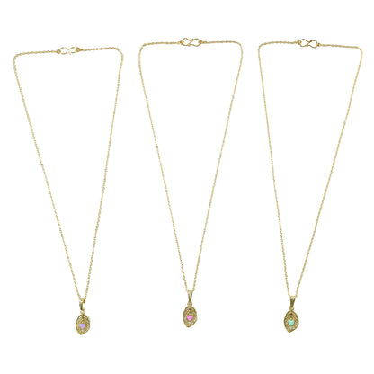Elegant Heart Leaf Gold Pendant Necklaces with Enamel Detail