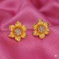 Gold Plated Floral Stud Earrings – Elegant Sparkling Design