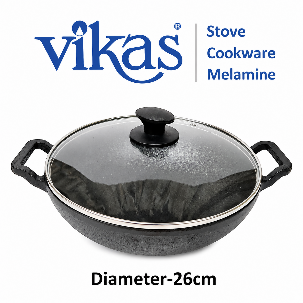 Close-up of Vikas Cast Iron Kadai cooking surface