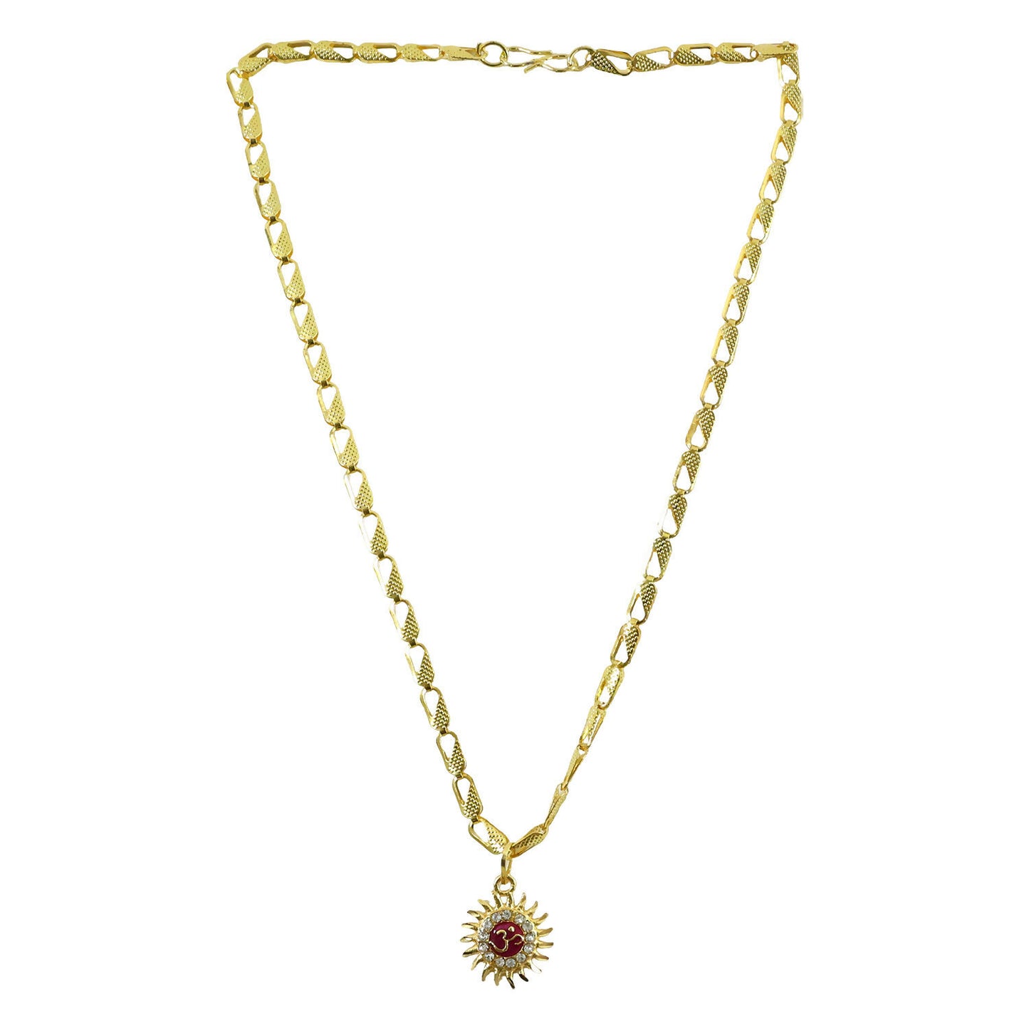 Sun and Om Pendant with Chain – Spiritual Charm Necklace (Mix Designs)