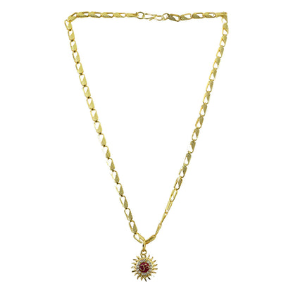 Sun and Om Pendant with Chain – Spiritual Charm Necklace (Mix Designs)