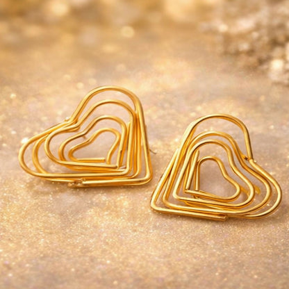 Elegant Gold Finish Heart Shape Bali Earrings for Women | Lightweight Fashion Earrings | Party & Daily Wear