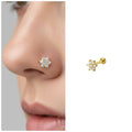 Gold Plated Crystal Flower Nosepin – Elegant Flat Back Labret