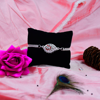 Designer Silver Plated Rakhi image 1