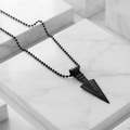 Black Arrow Head Pendant Necklace for Men Matte Ball Chain Spear Fashion Neckpiece