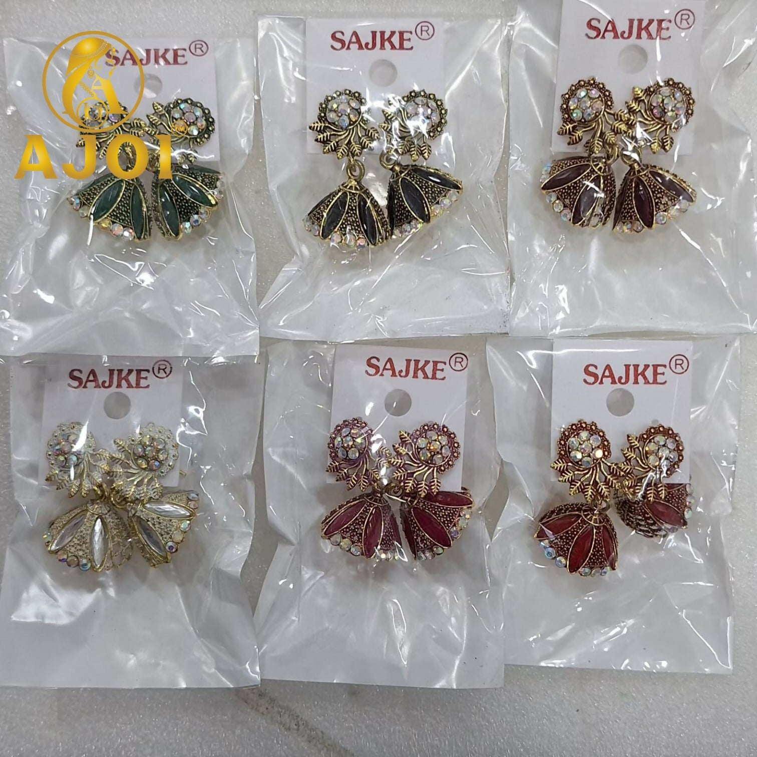 Premium Stone & Enamel Earrings(Set of 6)