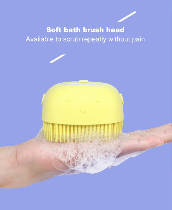 1348 Silicone Massage Bath Body Brush Soft Bristle With Shampoo Dispenser