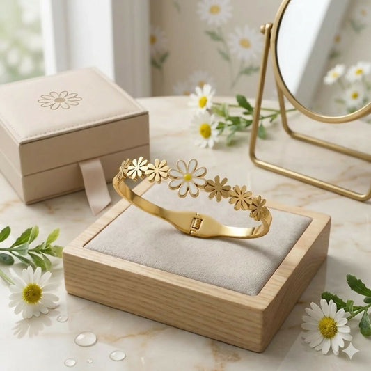 Eternal Bloom Botanical Kada Bracelet front view