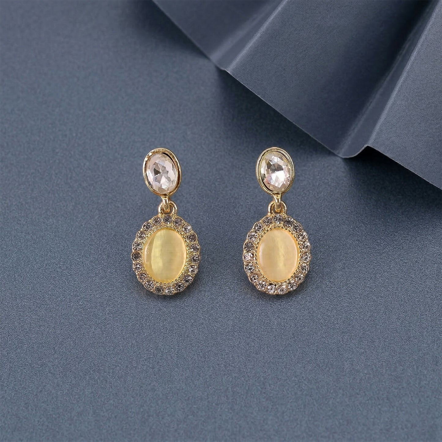 Elegant Oval Crystal Drop Earrings for Women and Girls Party Wear