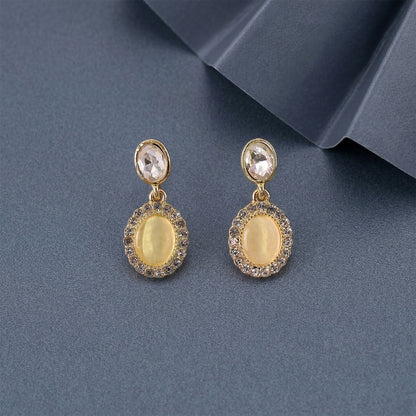 Elegant Oval Crystal Drop Earrings for Women and Girls Party Wear