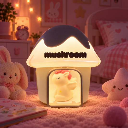 Dreamy Mushroom Nightlight in a Cozy Bedroom