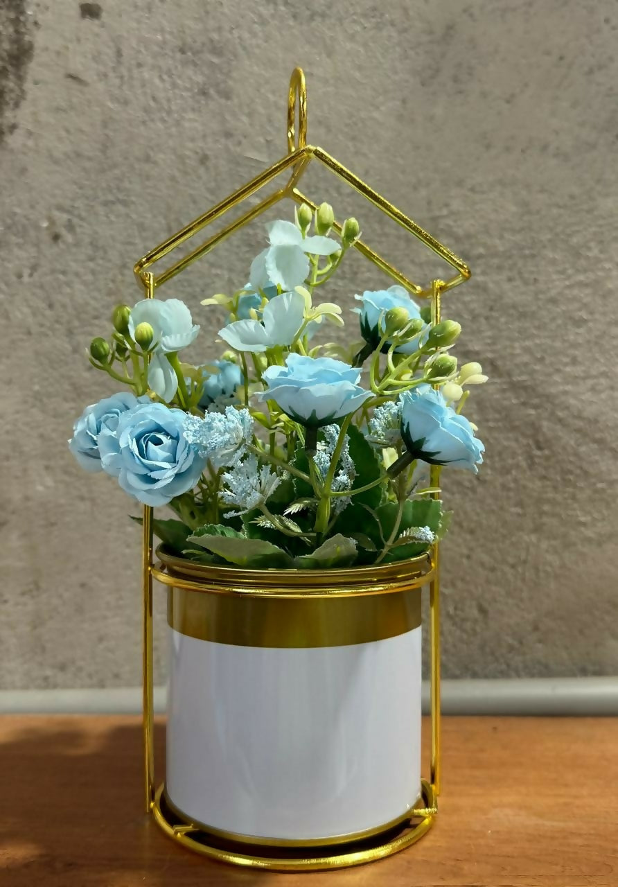 Gold House Frame Tabletop Planter with Decorative Pot(Color may vary)