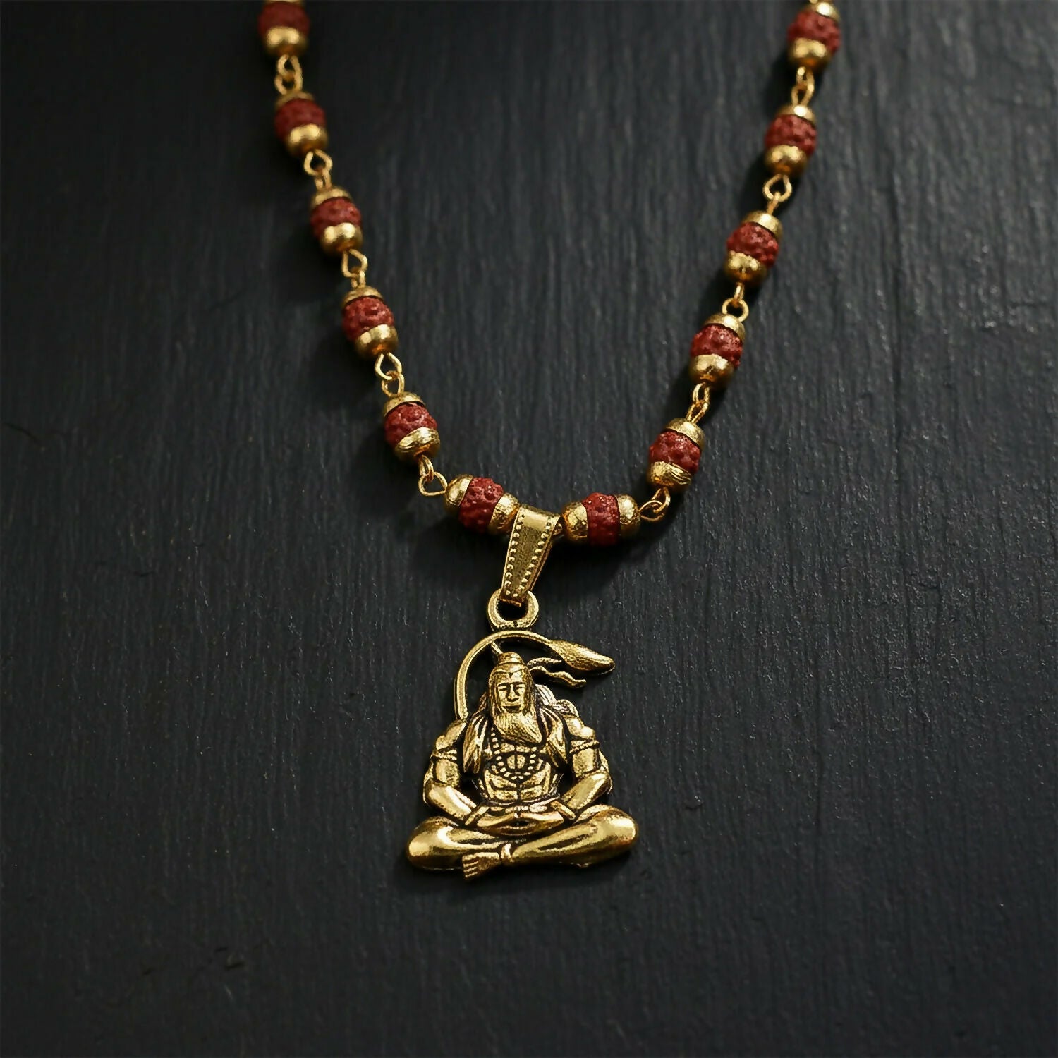 Hanuman Rudraksha Necklace Mala With Bracelet Combo