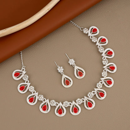 Rustic Oxidized Silver Emerald Scallop Choker Set