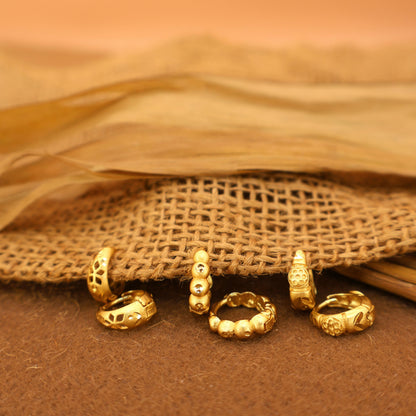 Gold Bali Earrings with AD bali Design kan ki bali Combo Pack of 3