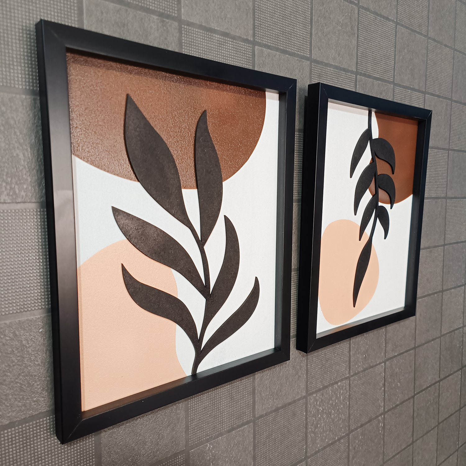 Modern Abstract Leaf Wall Art Frames | Minimalist Botanical Wall Decor Set of 2