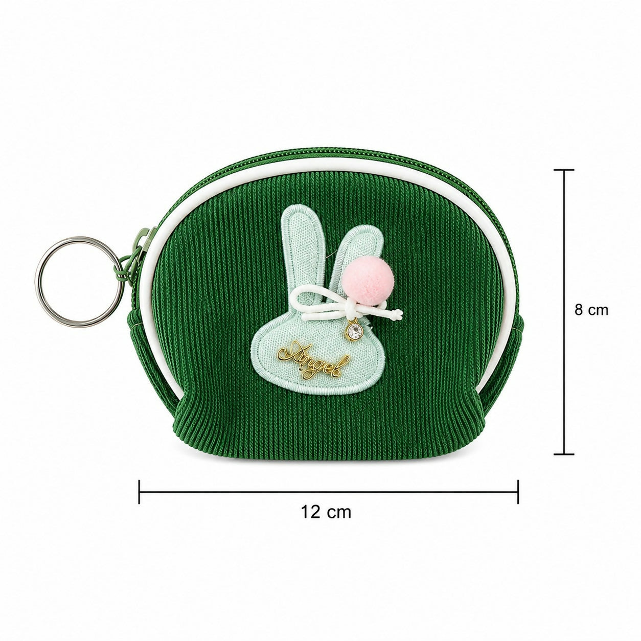 Bunny coin pouch showing zipper and decorative charm