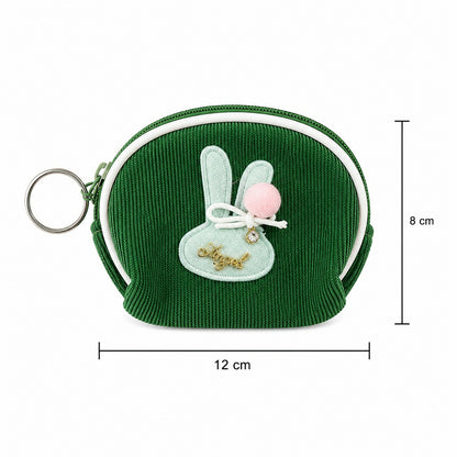 Bunny coin pouch showing zipper and decorative charm