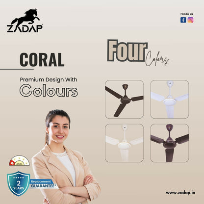 ZADAP Coral fan showing premium matte finish
