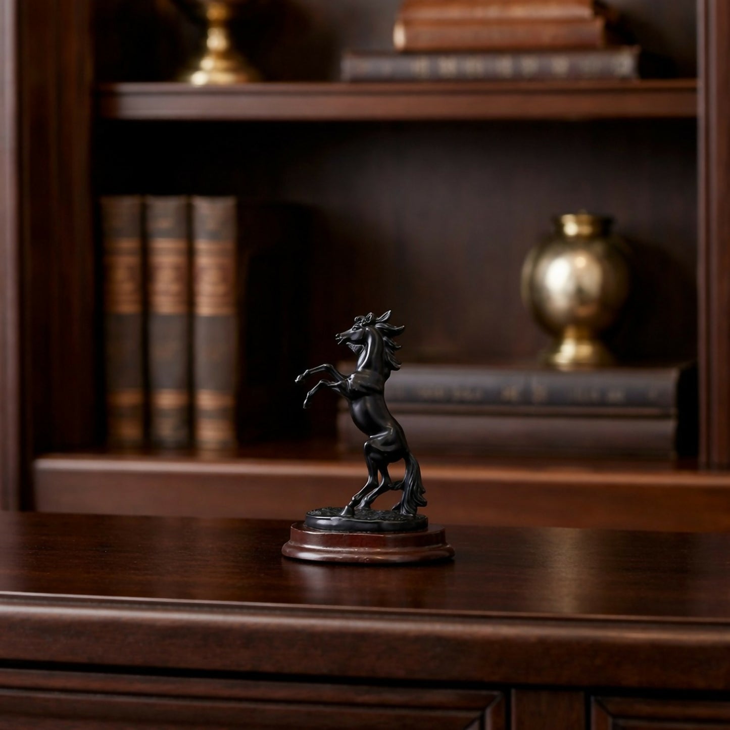 Black Horse poly-resin Showpiece for Home Decor | Lucky Horse Statue | Office Table Decor