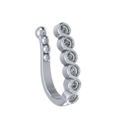 Non-Piercing Nose Cuff Set | AD Line, Wavy & Floral Nath