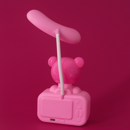 Cute Bear Camera Desk Lamp with LED Light & Projector, USB Rechargeable