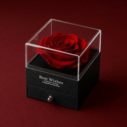 Side view of Eternal Rose Gift Box showing hidden necklace drawer
