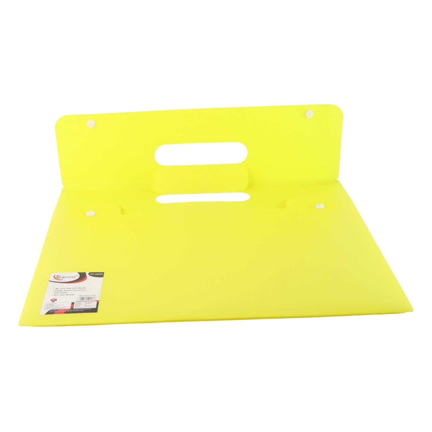 Mix Design A4 Plastic Document Folder with Handle – Button Closure Carry File for Office & School (1 Pc)