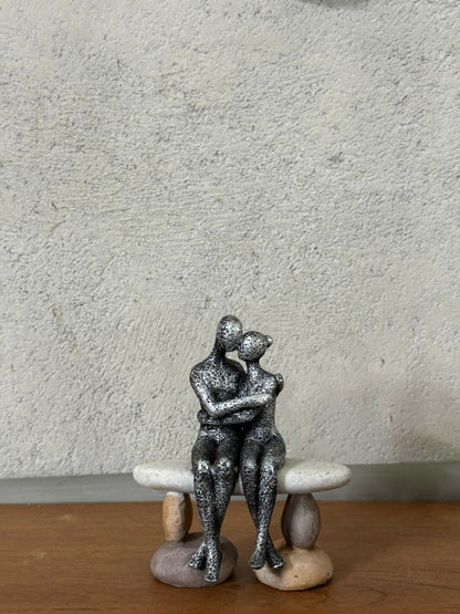 Romantic Couple Sitting on Bench Statue | Modern Love Showpiece for Home Decor