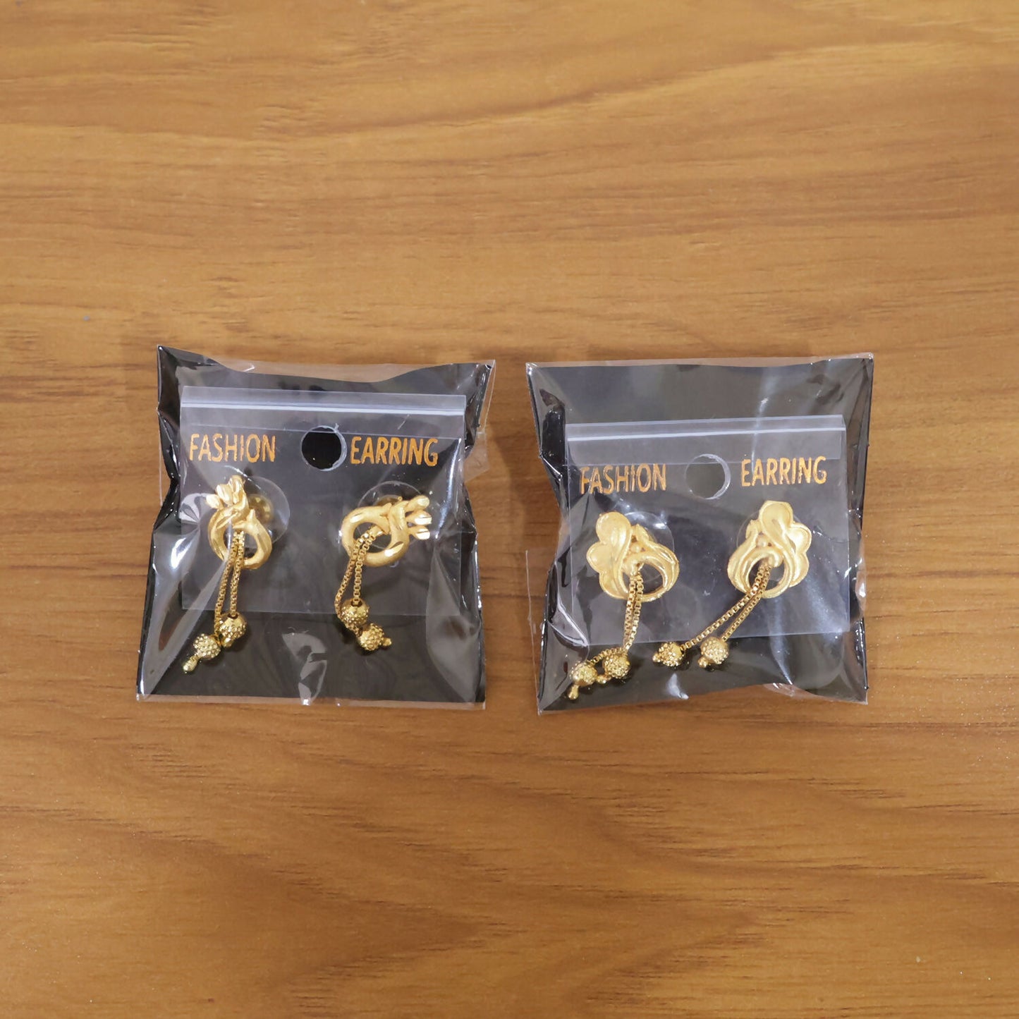 Elegant Gold Dangle Earrings Combo Set with Floral and Heart Inspired Studs (2 Pair)