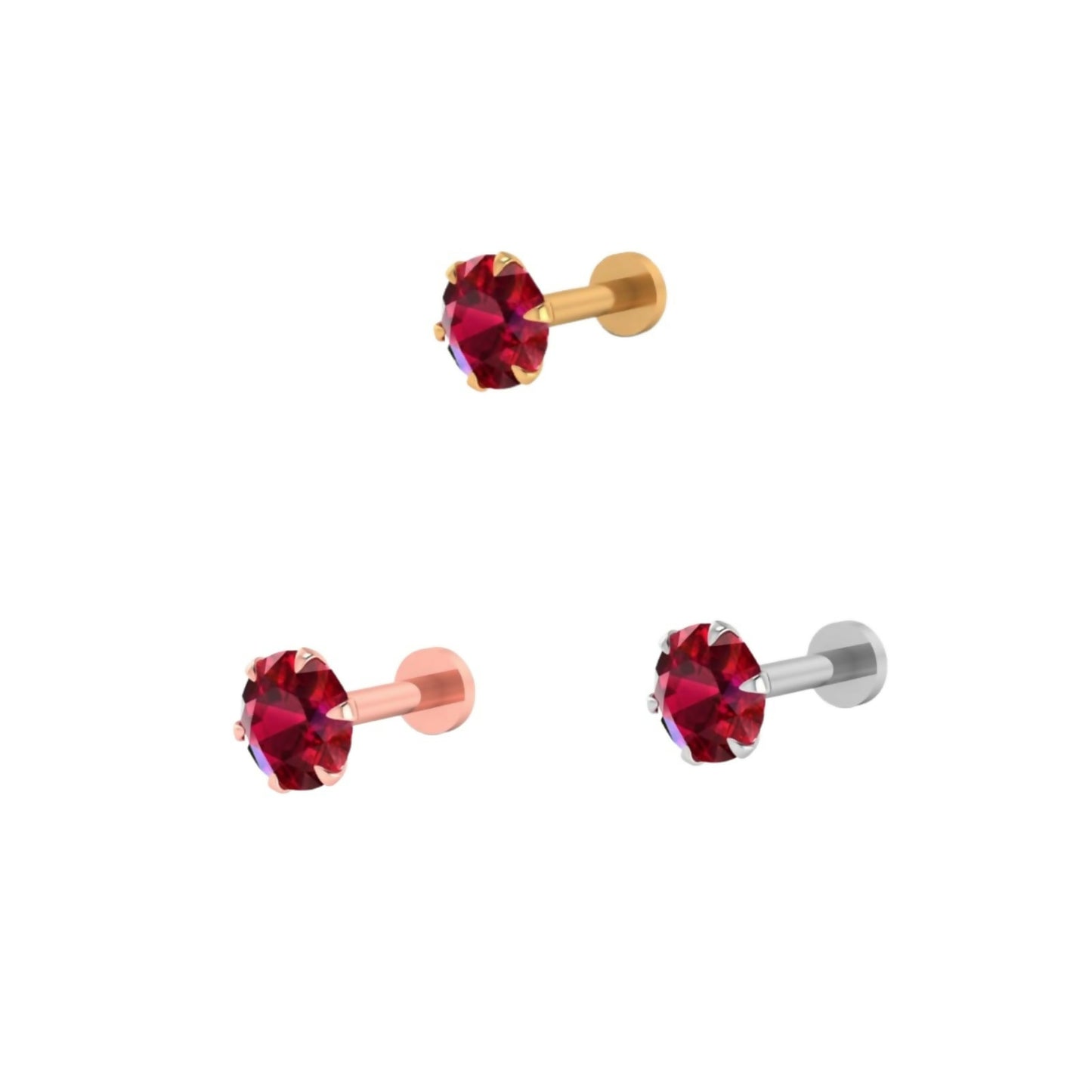 Rose gold plated ruby nosepin stud showcasing deep red ruby gemstone in elegant design