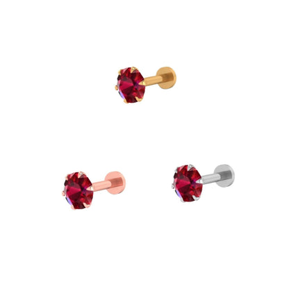 Rose gold plated ruby nosepin stud showcasing deep red ruby gemstone in elegant design