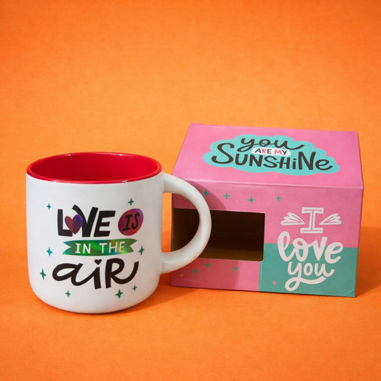 Printed Ceramic Coffee Mug with Gift Box Love Theme Cup