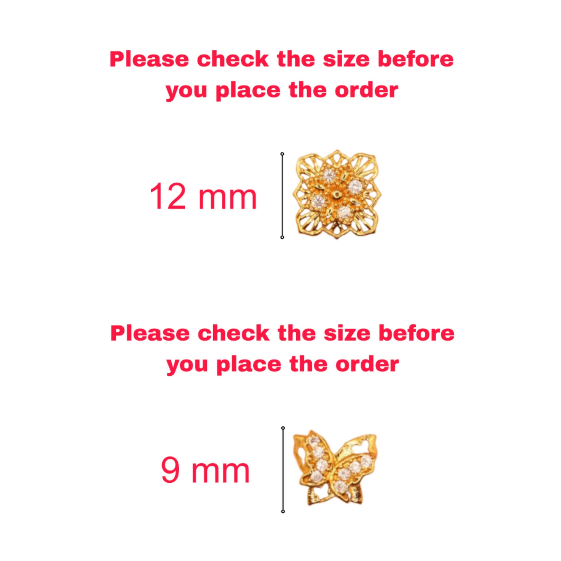 2 Pair Gold-Plated AD Stud Earrings: Butterfly & Floral Design for women and girls