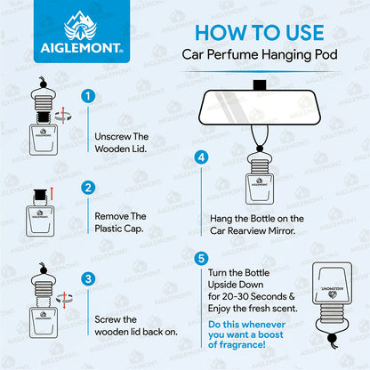 Aiglemont Cool Water Car Perfume Hanging Pod 10ml | Long-Lasting Car Air Freshener | Premium Car Interior Accessory