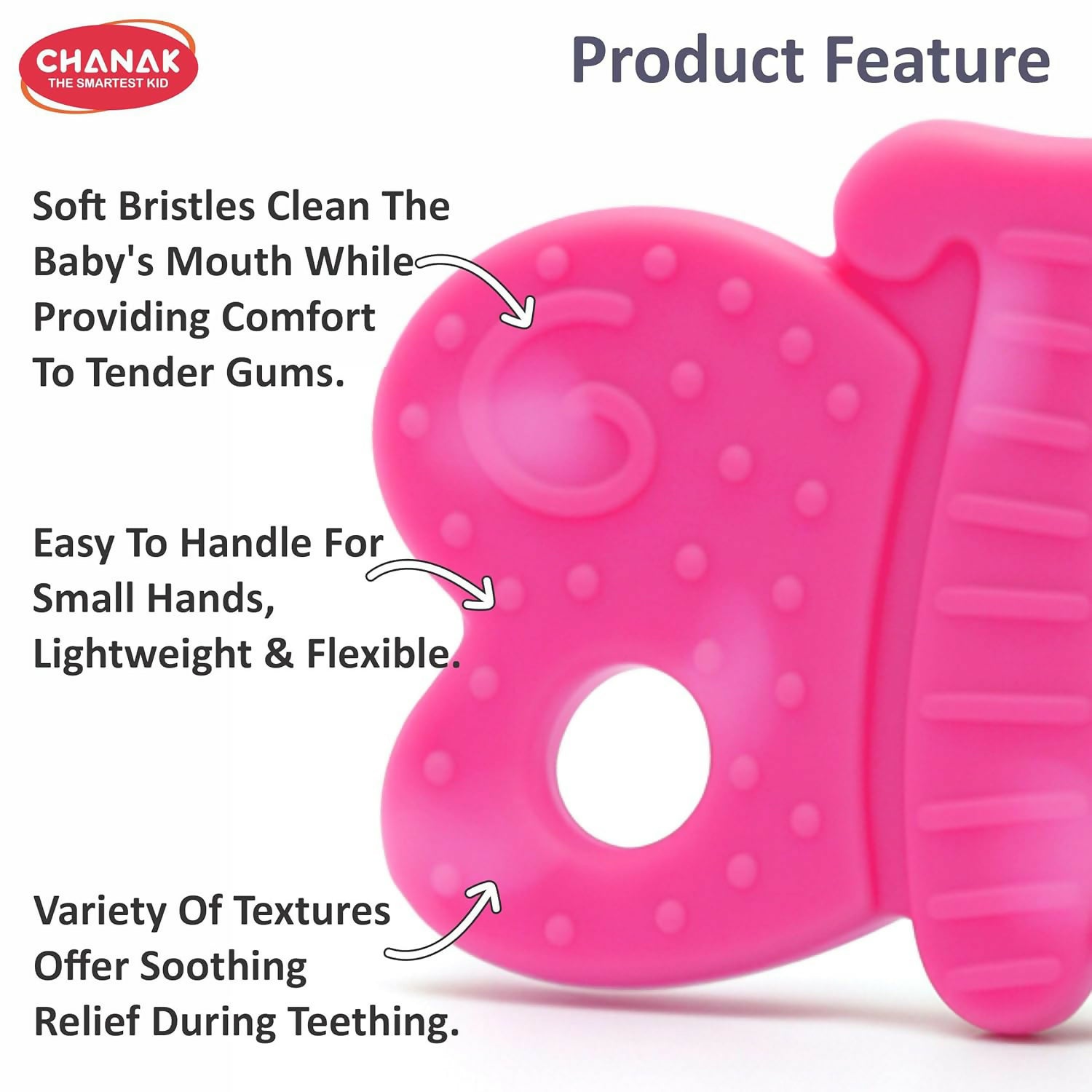 Aditi Baby Silicone Teething Toy Butterfly Shape Soft Chew Teether (1Pc/Mix Colour)