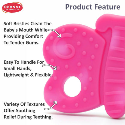 Aditi Baby Silicone Teething Toy Butterfly Shape Soft Chew Teether (1Pc/Mix Colour)