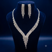 Sparkling American Diamond Silver-Plated Bridal Jewellery Set | Festive and Party Wear Necklace Set