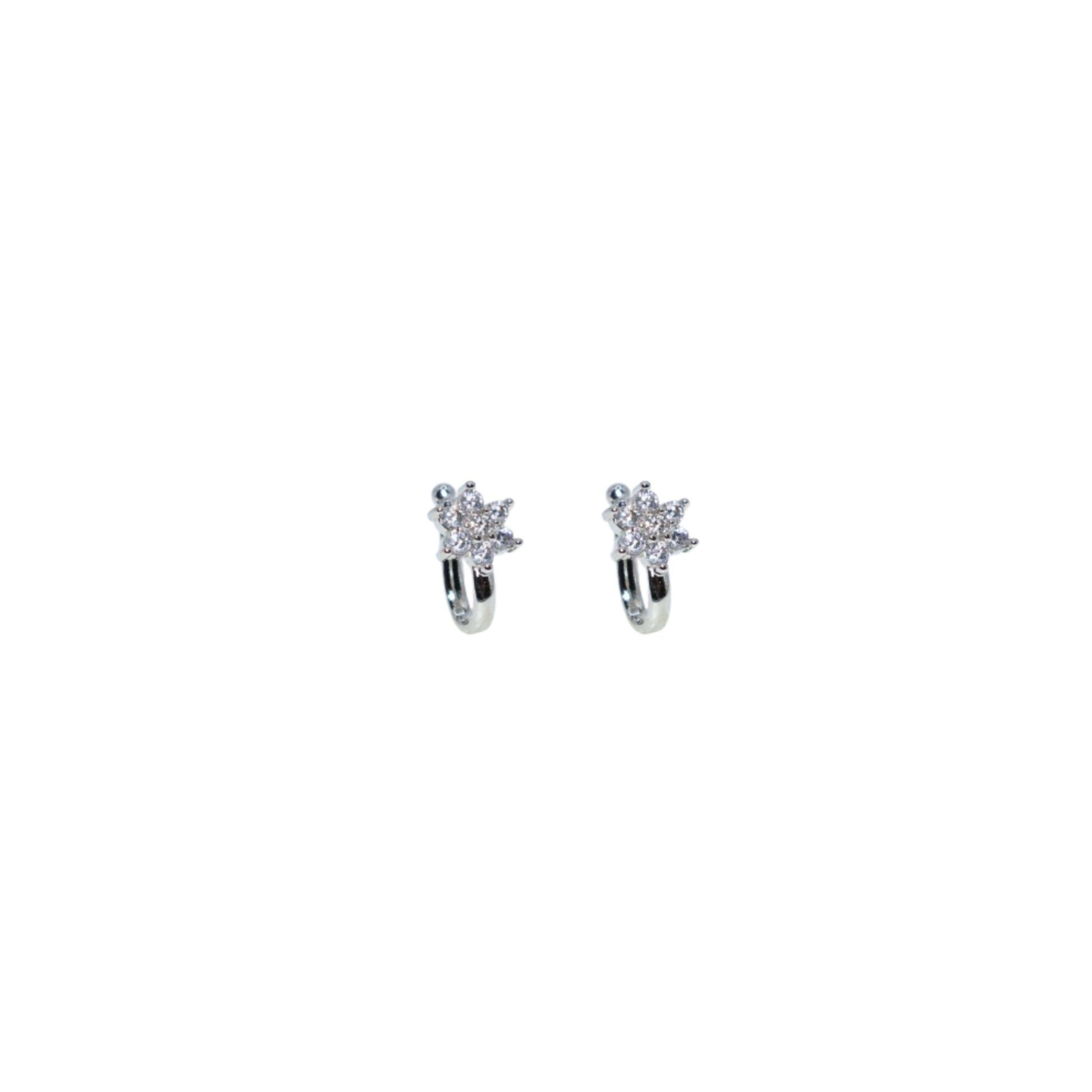 Silver Plated AD Snowflake Non-Piercing Nose Pin/Cuff Combo Pack of 2