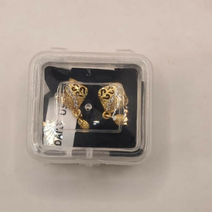 Gold Plated Daily Use Rhombus Drop Earrings with Filigree Detailing and AD
